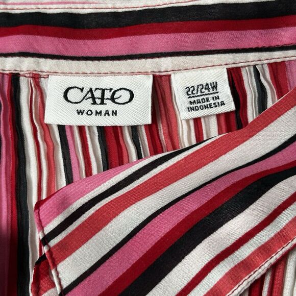 Cato Woman Size 22/24W Long‎ Sleeve Button- front Crinkle Polyester Top - Picture 9 of 9